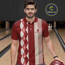 Load image into Gallery viewer, Retro Red argyle pattern Bowling shirts For Men custom bowling team jerseys Bowler Outfits NQS10151