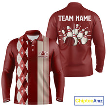 Load image into Gallery viewer, Retro Red argyle pattern Bowling shirts For Men custom bowling team jerseys Bowler Outfits NQS10151