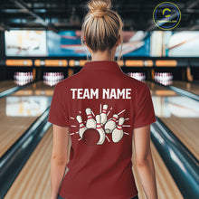 Load image into Gallery viewer, Retro Red argyle pattern Bowling shirts For Women custom bowling team jerseys Bowler Outfits NQS10151