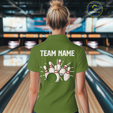 Load image into Gallery viewer, Retro Green argyle pattern Bowling shirts For Women custom bowling team jerseys Bowler Outfits NQS10152