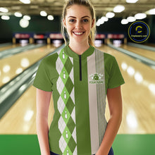 Load image into Gallery viewer, Retro Green argyle pattern Bowling shirts For Women custom bowling team jerseys Bowler Outfits NQS10152