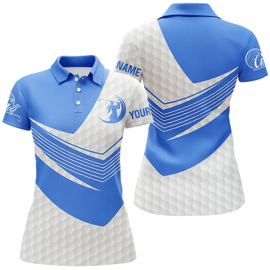 Blue and White golf shirt custom short sleeve, long sleeve golf polos for womens, golf gift for women NQS5981