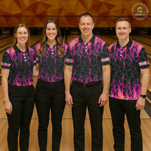 Load image into Gallery viewer, Black and Pink Flame camo Men bowling shirts Custom Flame Bowling Shirt Team Bowling Jersey NQS8304