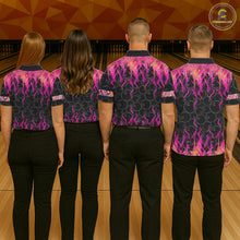 Load image into Gallery viewer, Black and Pink Flame camo Men bowling shirts Custom Flame Bowling Shirt Team Bowling Jersey NQS8304