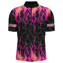Load image into Gallery viewer, Black and Pink Flame camo Men bowling shirts Custom Flame Bowling Shirt Team Bowling Jersey NQS8304