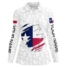 Load image into Gallery viewer, White Bowling Ball Camo Texas flag Bowling shirts for Women custom Team ladies bowling League jerseys NQS8740