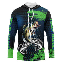 Load image into Gallery viewer, Blue and Green Camo Largemouth Bass fishing custom Bass fishing jerseys, personalized fishing gifts NQS9218