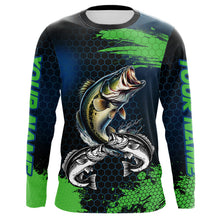 Load image into Gallery viewer, Blue and Green Camo Largemouth Bass fishing custom Bass fishing jerseys, personalized fishing gifts NQS9218
