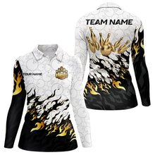 Load image into Gallery viewer, Black and White Camo Bowling Shirts For Women Custom Bowling Team League Jerseys | Gold NQS9576