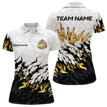 Load image into Gallery viewer, Black and White Camo Bowling Shirts For Women Custom Bowling Team League Jerseys | Gold NQS9576