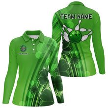 Load image into Gallery viewer, Green clover St Patrick Day bowling shirts for women custom Team bowling jerseys, gifts for bowlers NQS8084