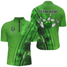 Load image into Gallery viewer, Green clover St Patrick Day bowling shirts for men custom Team bowling jerseys, gifts for bowlers NQS8084