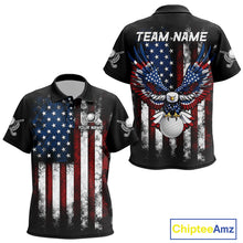 Load image into Gallery viewer, Vintage American Flag Eagle Black Golf Polo Shirts For Kid Custom Kid patriotic golf shirts NQS10502
