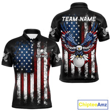 Load image into Gallery viewer, Vintage American Flag Eagle Black Golf Polo Shirts For Men Custom mens patriotic golf shirts NQS10502