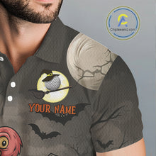 Load image into Gallery viewer, Funny Halloween Flamingo Pumpkin Golf Polo Shirt For Men Custom Halloween Mens Golf Tops NQS10704