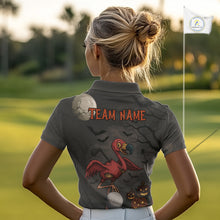 Load image into Gallery viewer, Funny Halloween Flamingo Pumpkin Golf Polo Shirt For Women Custom Halloween Ladies Golf Tops NQS10704