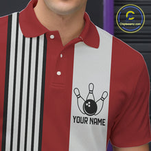 Load image into Gallery viewer, Retro Black and red stripe Bowling shirts For Men custom bowling team jerseys Bowler Outfits NQS11096