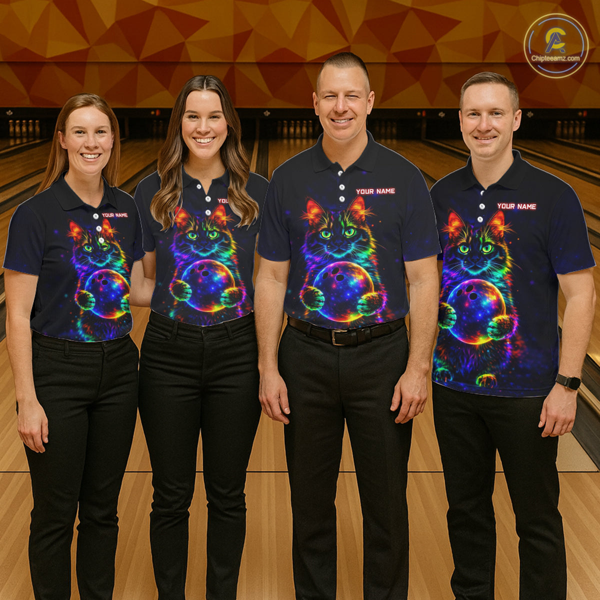 Neon Cat Bowling shirts for Ladies Custom Team Bowling Apparel, best bowling shirts NQS11516