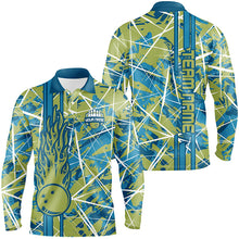 Load image into Gallery viewer, Green flame bowling ball camo custom Men Bowling Polo Shirts, team bowling jerseys gift for bowler NQS7508