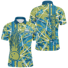 Load image into Gallery viewer, Green flame bowling ball camo custom Men Bowling Polo Shirts, team bowling jerseys gift for bowler NQS7508