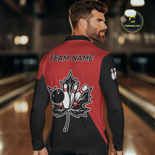 Load image into Gallery viewer, Black and Red maple leaf Mens bowling shirts Custom Canadian Flag bowling team  jerseys, bowlers gifts NQS9992