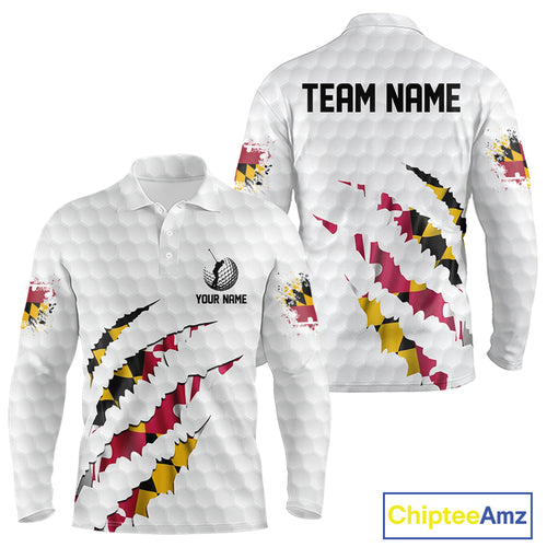 Personalized Maryland Flag Men golf polo shirts, Custom Patriotic Golf Team Shirts For men NQS10157