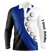 Load image into Gallery viewer, Black and white golf ball Men golf polo shirts custom golf shirts for men, gifts for golfer | Blue NQS8092