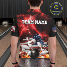 Load image into Gallery viewer, Red Lightning thunder storm American Flag Bowling Shirts For Men Custom Bowling Team League Jerseys NQS10290