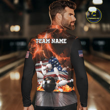 Load image into Gallery viewer, Orange Lightning thunder storm American Flag Bowling Shirt For Men Custom Bowling Team League Jerseys NQS10291