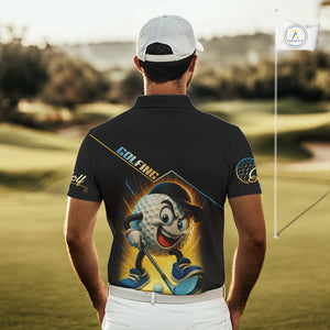 Funny Golf Ball Mens golf polo shirts custom name black golf shirt, best team golf shirts NQS10292