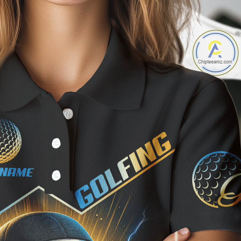 Funny Golf Ball Women golf polo shirts custom name black golf shirt, best team golf shirts NQS10292