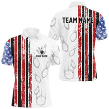 Load image into Gallery viewer, White Camo American Flag Bowling Polo, 1/4 Zip shirts for Men custom Patriotic Team Bowling Jerseys NQS8761