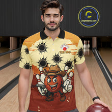 Load image into Gallery viewer, Funny Bowling Cowboy gun Mens bowling polo, Quarter zip shirts Custom bowling team outfit jersey NQS10920