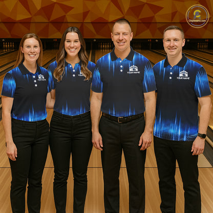 Black and Blue Bowling polo, Quarter zip Shirts for Women Custom Bowling Team jersey, Gift For Bowler NQS11299