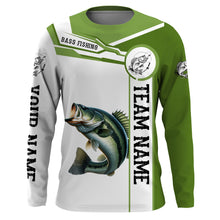 Load image into Gallery viewer, Largemouth Bass fishing clothes green Custom fishing Shirts, Long sleeve fishing shirts with hood NQS3084