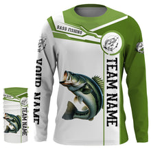 Load image into Gallery viewer, Largemouth Bass fishing clothes green Custom fishing Shirts, Long sleeve fishing shirts with hood NQS3084