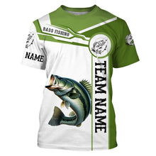 Load image into Gallery viewer, Largemouth Bass fishing clothes green Custom fishing Shirts, Long sleeve fishing shirts with hood NQS3084