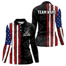 Load image into Gallery viewer, Black Camo American Flag Golf Polo Shirts For Women custom Patriotic golf outfit Team ladies Jerseys NQS9727