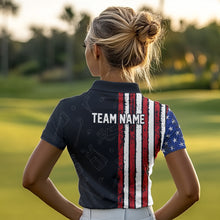 Load image into Gallery viewer, Black Camo American Flag Golf Polo Shirts For Women custom Patriotic golf outfit Team ladies Jerseys NQS9727