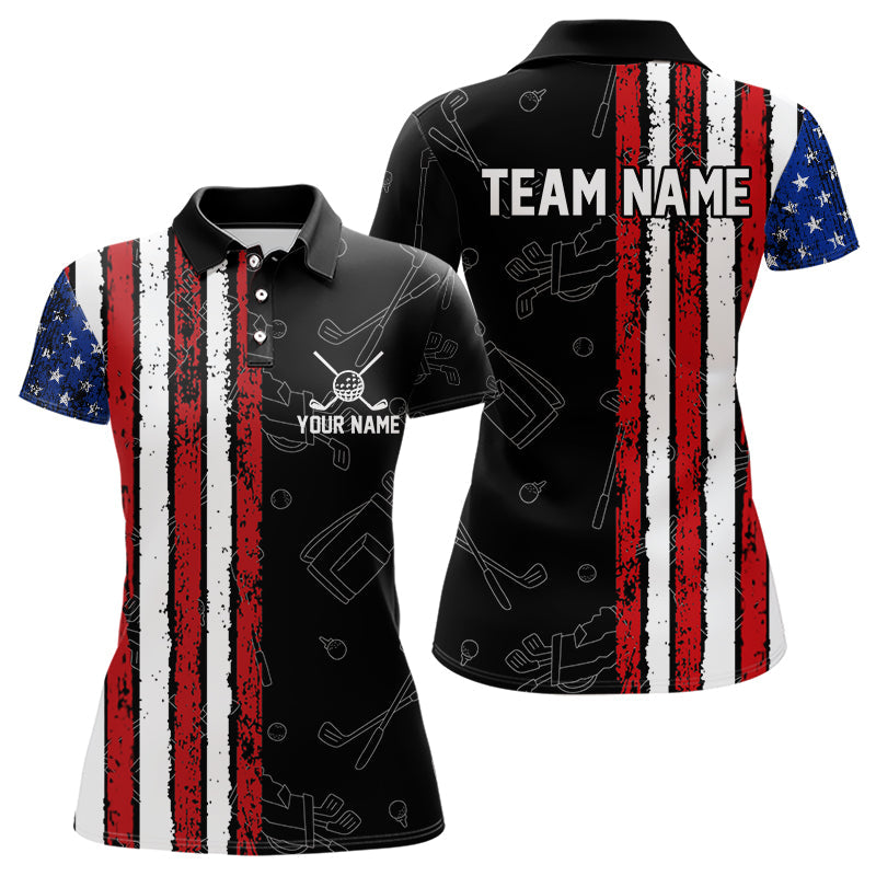 Black Camo American Flag Golf Polo Shirts For Women custom Patriotic golf outfit Team ladies Jerseys NQS9727