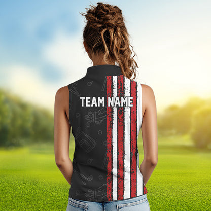 Black Camo American Flag Womens golf shirts sleeveless custom Patriotic golf outfit Team ladies Jersey NQS9727