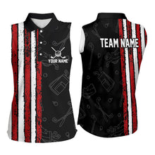 Load image into Gallery viewer, Black Camo American Flag Womens golf shirts sleeveless custom Patriotic golf outfit Team ladies Jersey NQS9727