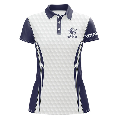 Blue Navy and White golf ball Womens golf polo shirts custom golf clothing for women, gifts for ladies NQS7871