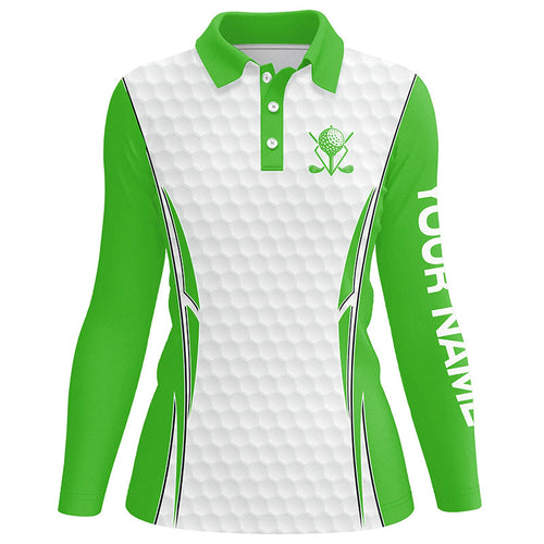 Green and White golf ball Womens golf polo shirts custom golf clothing for women, gifts for ladies NQS7872