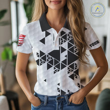 Load image into Gallery viewer, Funny Women golf polo shirts black and white custom I was one under today, under a tree, bush, water NQS10164