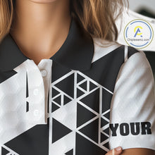 Load image into Gallery viewer, Funny Women golf polo shirts black and white custom I was one under today, under a tree, bush, water NQS10164