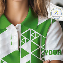 Load image into Gallery viewer, Funny Women golf polo shirts green and white custom I was one under today, under a tree, bush, water NQS10165