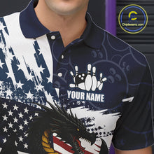 Load image into Gallery viewer, Red, White and Blue American Flag Dragon Bowling Shirts For Men Custom Patriotic Bowling Team Jersey NQS10294