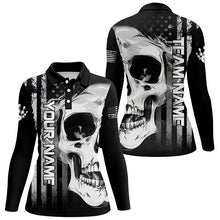 Load image into Gallery viewer, Personalized skull bowling shirt for Women custom teams name American flag bowler jerseys NQS8330