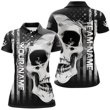 Load image into Gallery viewer, Personalized skull bowling shirt for Women custom teams name American flag bowler jerseys NQS8330